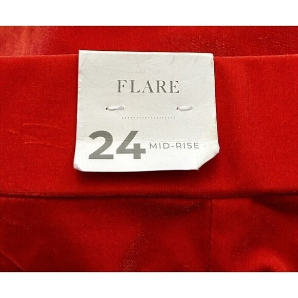 Lane Bryant Vibrant Red Luxe Velvet Pull on Mid Rise Flare‎ Pants Womens Plus 24 - Picture 7 of 7